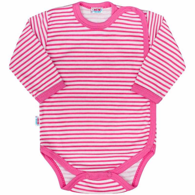 Kojenecké body celorozepínací New Baby Classic II s růžovými pruhy, 74