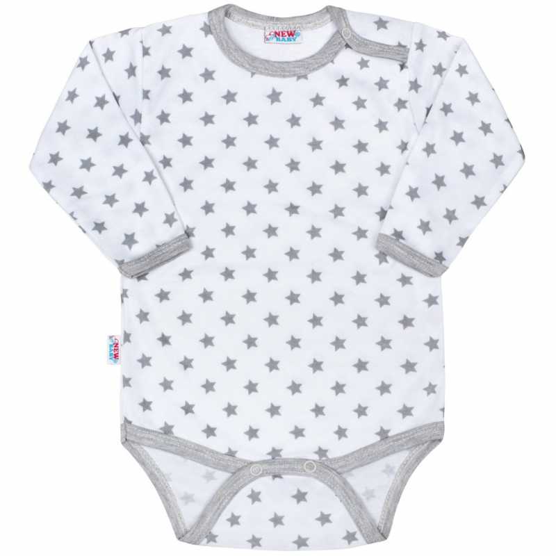 Dojčenské body New Baby Classic II sivé s hviezdičkami, 80