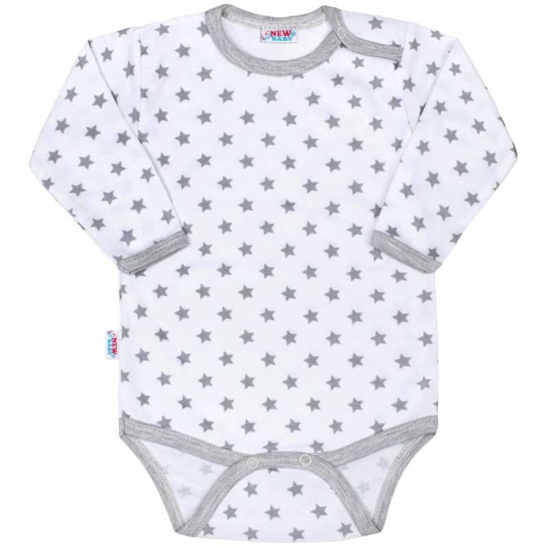 Dojčenské body New Baby Classic II sivé s hviezdičkami, 86