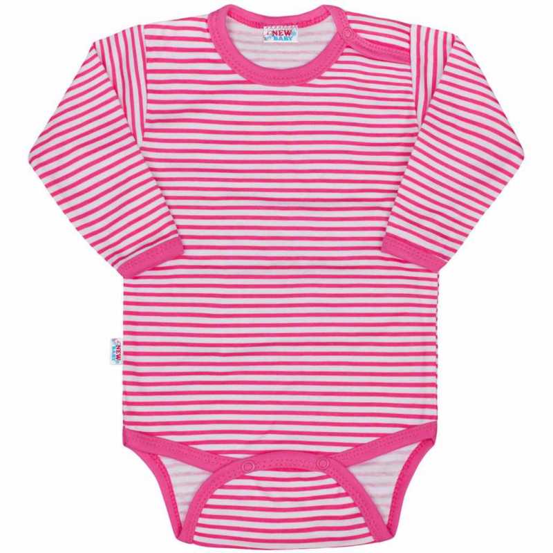 Dojčenské body New Baby Classic II s ružovými pruhmi, 86