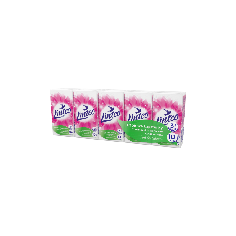 Linteo Soft & Delicate papierové vreckovky 3 vrstvové 10 x 10 kusov
