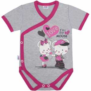 Dětské body s bočním zapínáním krátký rukáv New Baby Love Mouse, 50