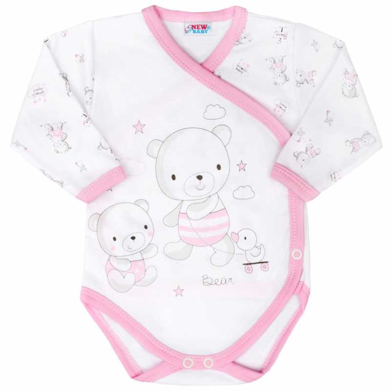 Dojčenské body s bočným zapínamím New Baby Bears ružové, 56