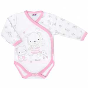 Kojenecké body s bočním zapínáním New Baby Bears růžové, 56
