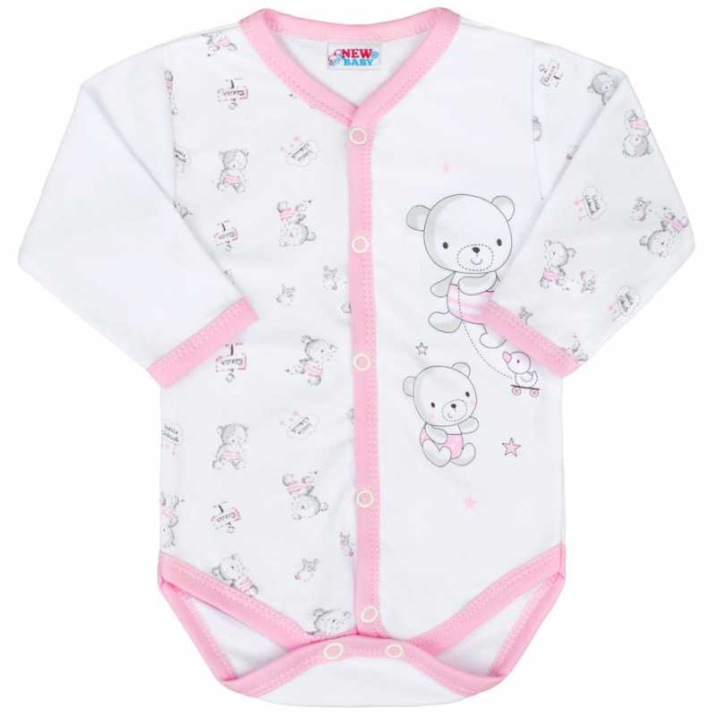 Dojčenské celorozopínacie body New Baby Bears ružové, 62