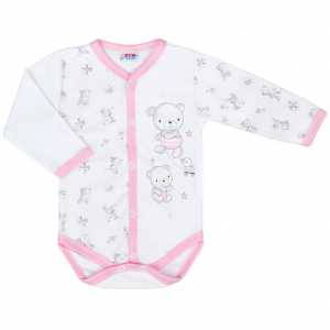 Kojenecké celorozepínací body New Baby Bears růžové, 62