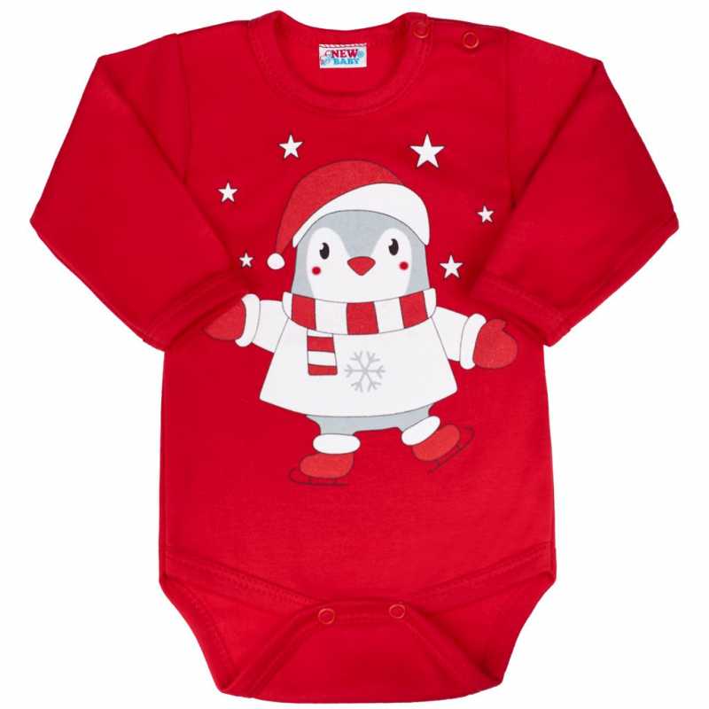 Dojčenské body s dlhým rukávom New Baby Winter Penguin, 80