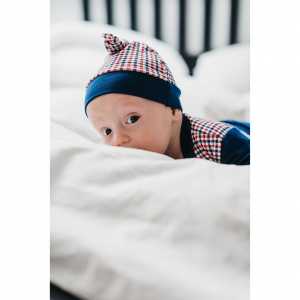Dojčenská bavlnená čiapočka New Baby Checkered, 74