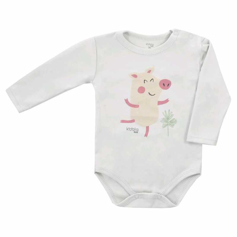 Dojčenské body s dlhým rukávom Koala Farm béžové, 86