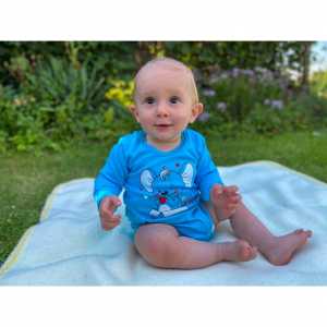 Dojčenské body s dlhým rukávom New Baby Mouse tyrkysové, 56