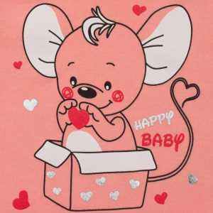 Dojčenské body s dlhým rukávom New Baby Mouse lososové, 62