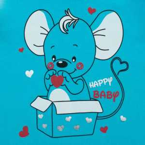 Kojenecké celorozepínací body New Baby Mouse tyrkysové, 56