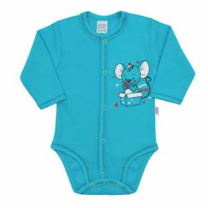 Kojenecké celorozepínací body New Baby Mouse tyrkysové, 68