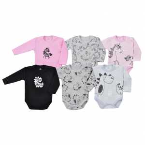 Kojenecké body s dlouhým rukávem Koala Magic Animals šedé unicorn, 80