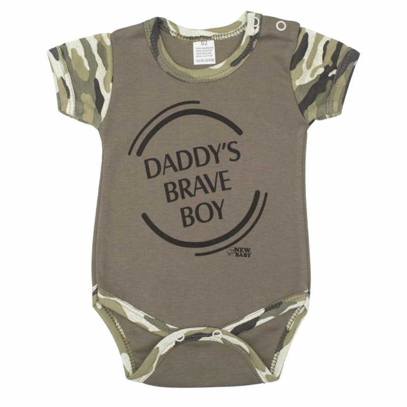 Dojčenské body s krátkym rukávom New Baby Army boy, 92