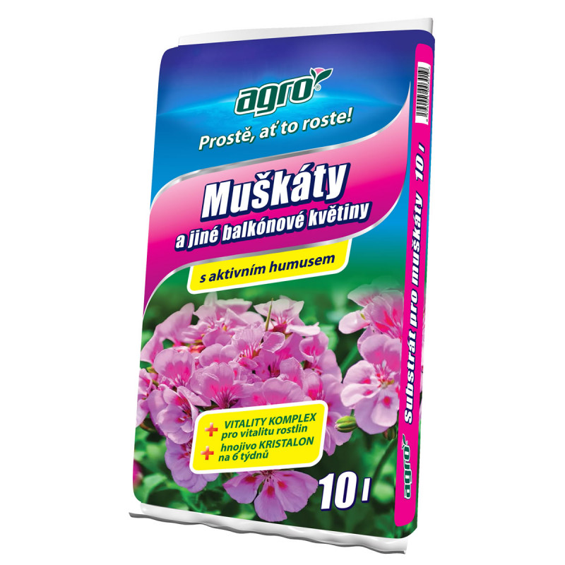 Substrát na muškáty a jiné balkonové květiny 10L, AGRO CS