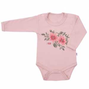Kojenecké body s dlouhým rukávem New Baby Flowers růžové, 56