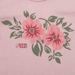 Kojenecké body s dlouhým rukávem New Baby Flowers růžové, 56