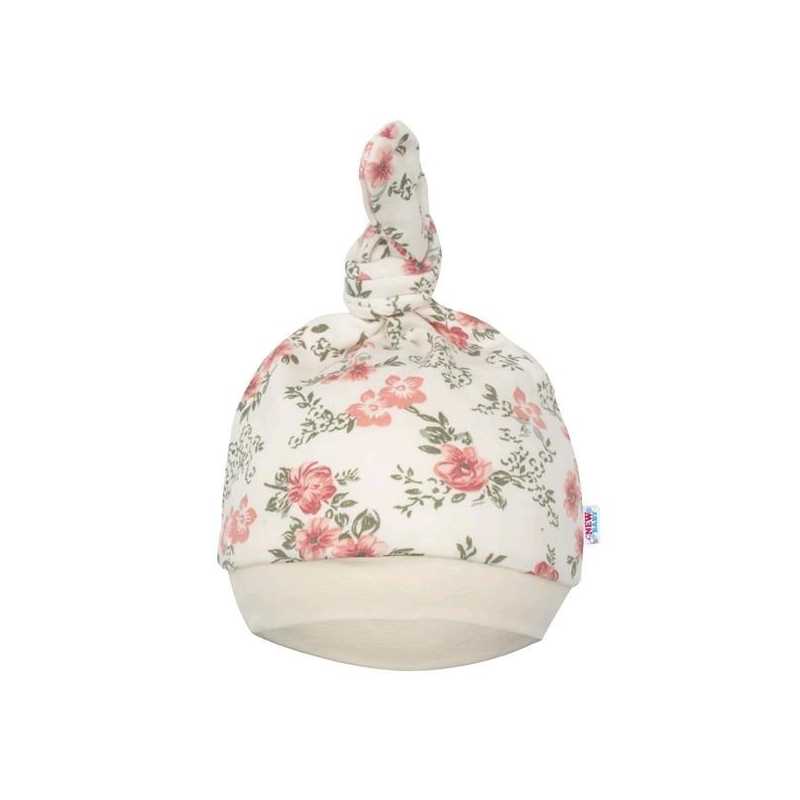 Kojenecká čepička New Baby Flowers béžová, 68