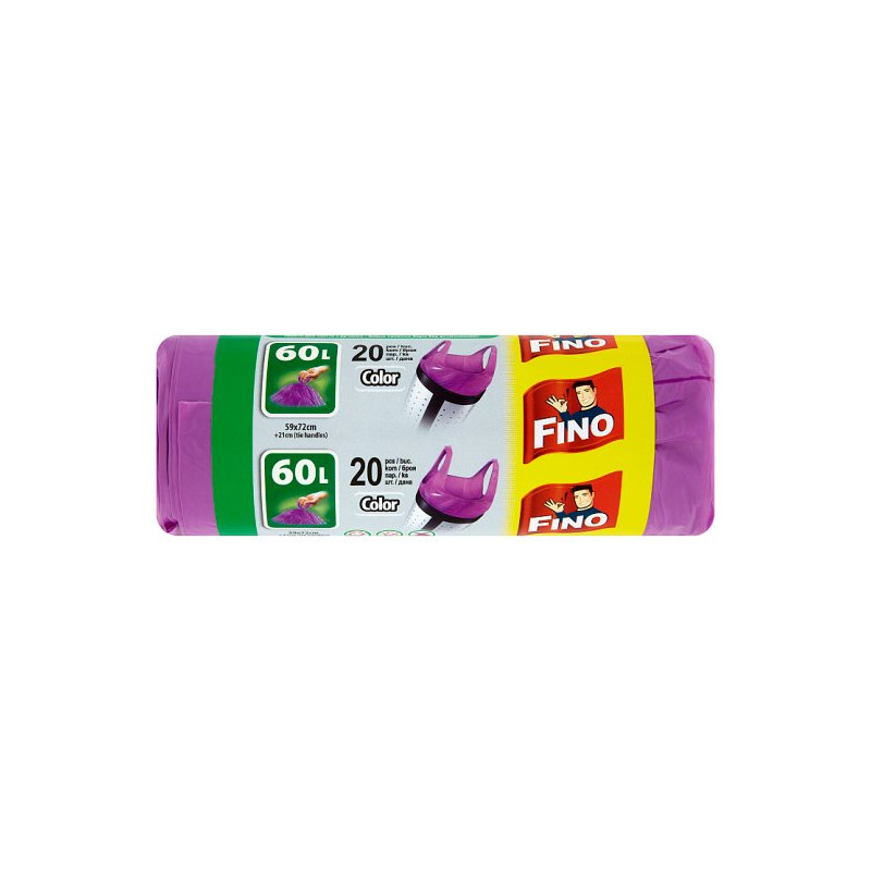 Sáčky do odpadkového koše s ušima 60 L, 20ks, Fino Color