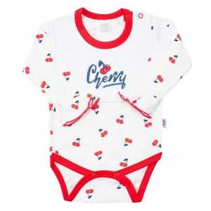 Kojenecké bavlněné body s dlouhým rukávem New Baby Cherry, 86