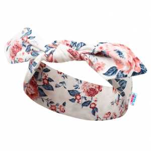 Kojenecká letní bavlněná čelenka New Baby Roses smetanovo-růžová 18,5 cm, 56