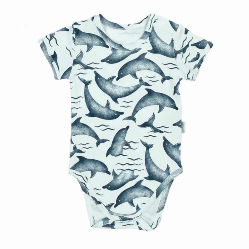 Dojčenské bavlnené body s krátkym rukávom Nicol Dolphin, 86