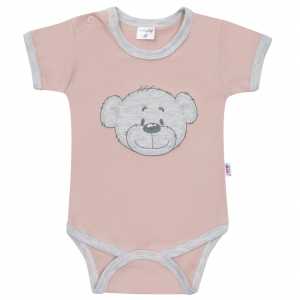 Kojenecké bavlněné body s krátkým rukávem New Baby BrumBrum old pink grey, 56