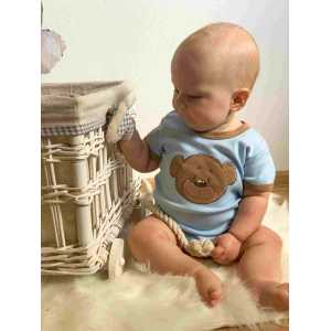 Dojčenské bavlnené body s krátkym rukávom New Baby BrumBrum blue brown, 56