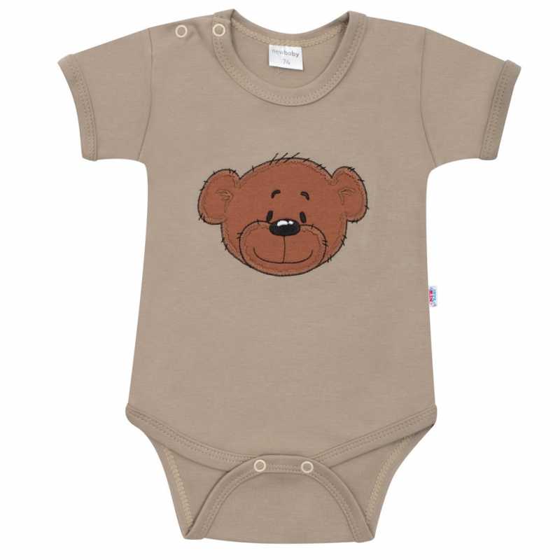 Dojčenské bavlnené body s krátkym rukávom New Baby BrumBrum latte, 80