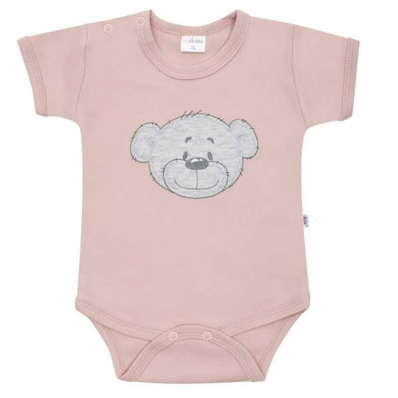 Dojčenské bavlnené body s krátkym rukávom New Baby BrumBrum old pink, 86
