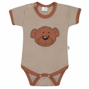 Kojenecké bavlněné body s krátkým rukávem New Baby BrumBrum latte brown, 74