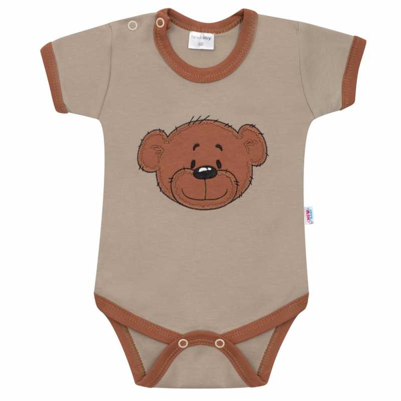 Dojčenské bavlnené body s krátkym rukávom New Baby BrumBrum latte brown, 74