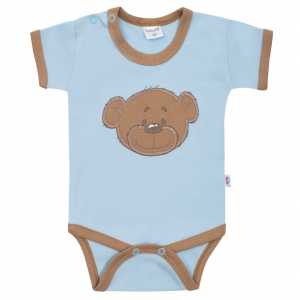 Kojenecké bavlněné body s krátkým rukávem New Baby BrumBrum blue brown, 86