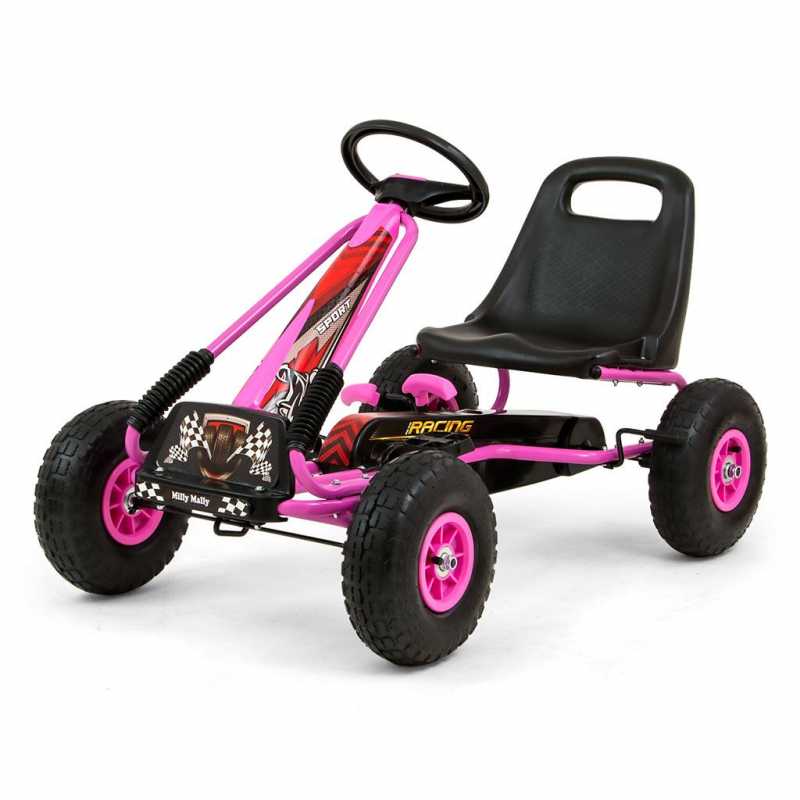 Detská šliapacia motokára Go-kart Milly Mally Thor ružová