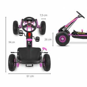 Detská šliapacia motokára Go-kart Milly Mally Thor ružová