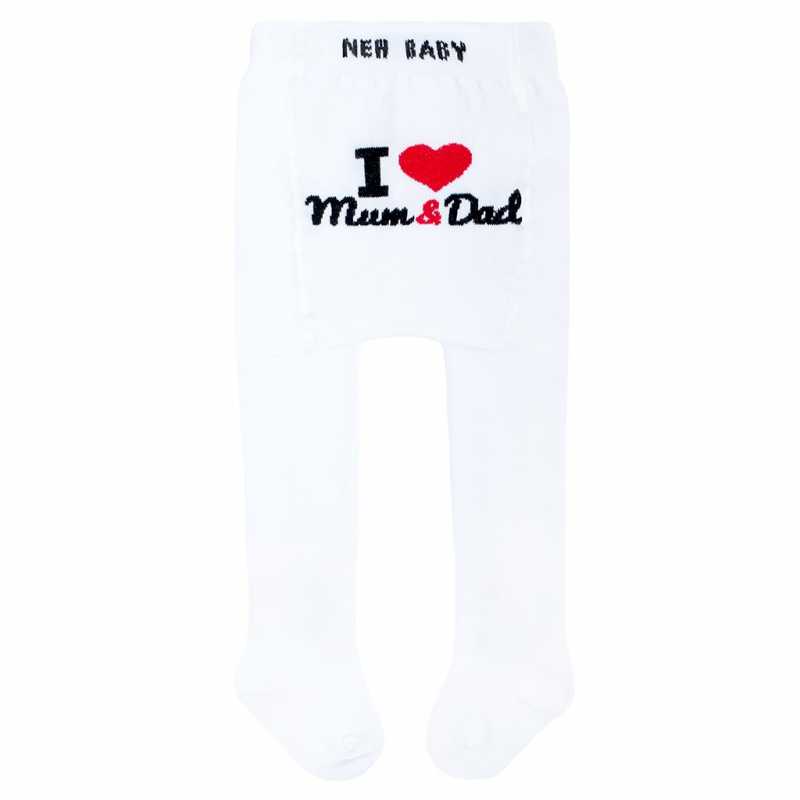 Bavlněné punčocháčky New Baby bílé I Love Mum and Dad, 68