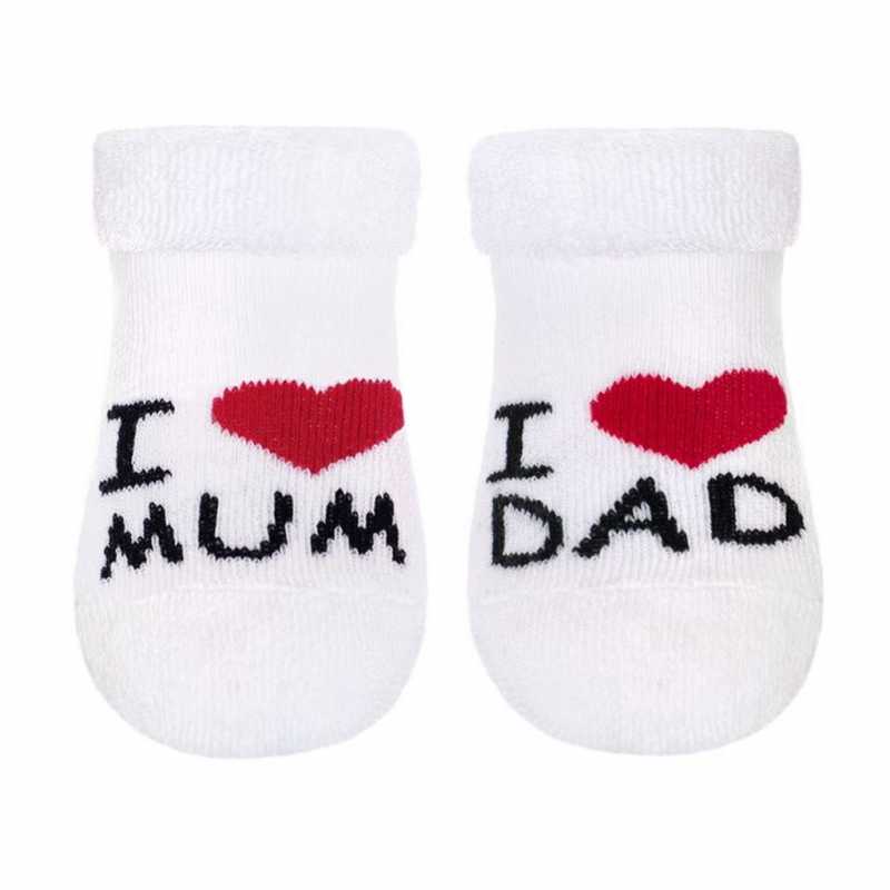 Dojčenské froté ponožky New Baby biele I Love Mum and Dad, 56