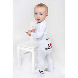 Bavlněné punčocháčky New Baby bílé I Love Mum and Dad, 80