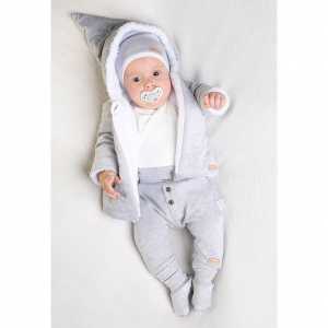 Zimný dojčenský kabátik s čiapočkou Nicol Kids Winter sivý, 74