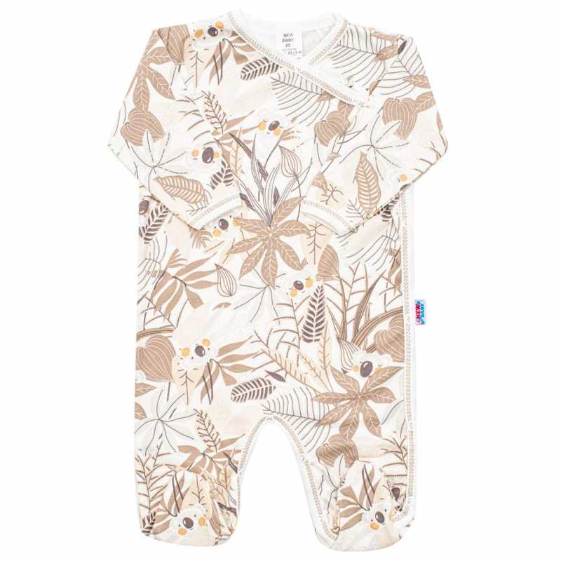 Dojčenský bavlnený overal s bočným zapínaním New Baby Lovely hnedý, 74