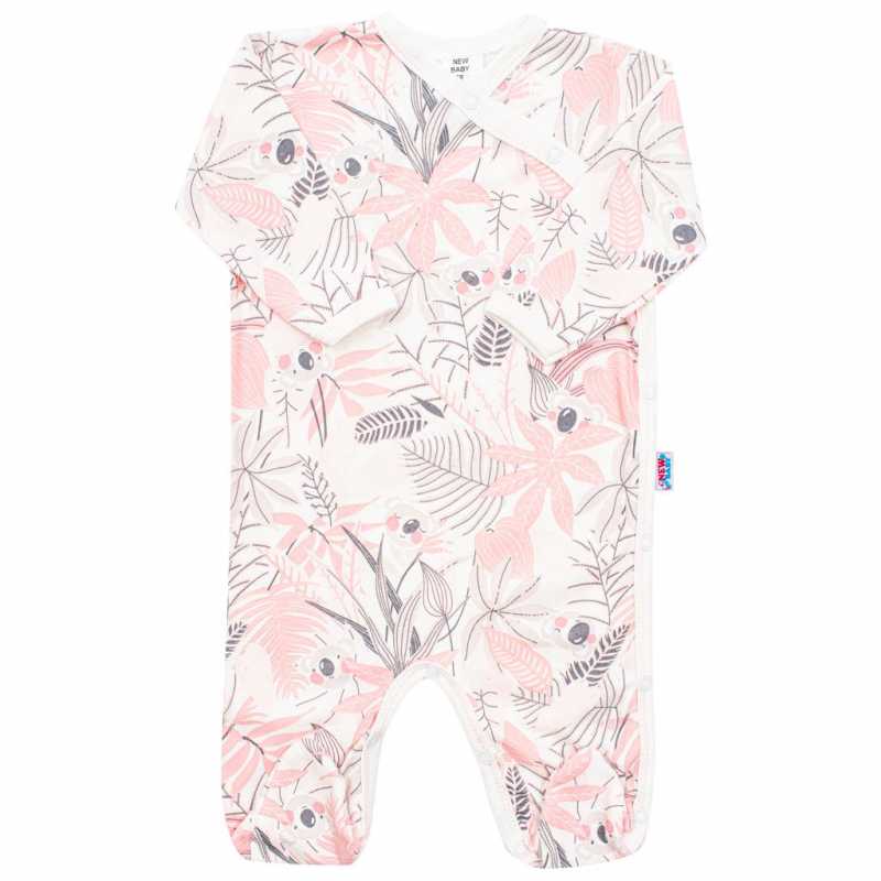 Dojčenský bavlnený overal s bočným zapínaním New Baby Lovely ružový, 56