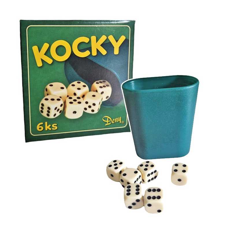Hrací kostky ve sklenici 6ks