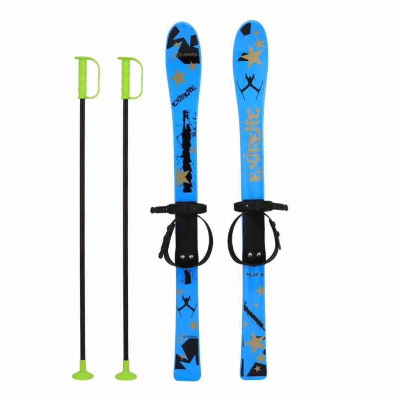 Detské lyže s viazaním a palicami Baby Mix 90 cm modré