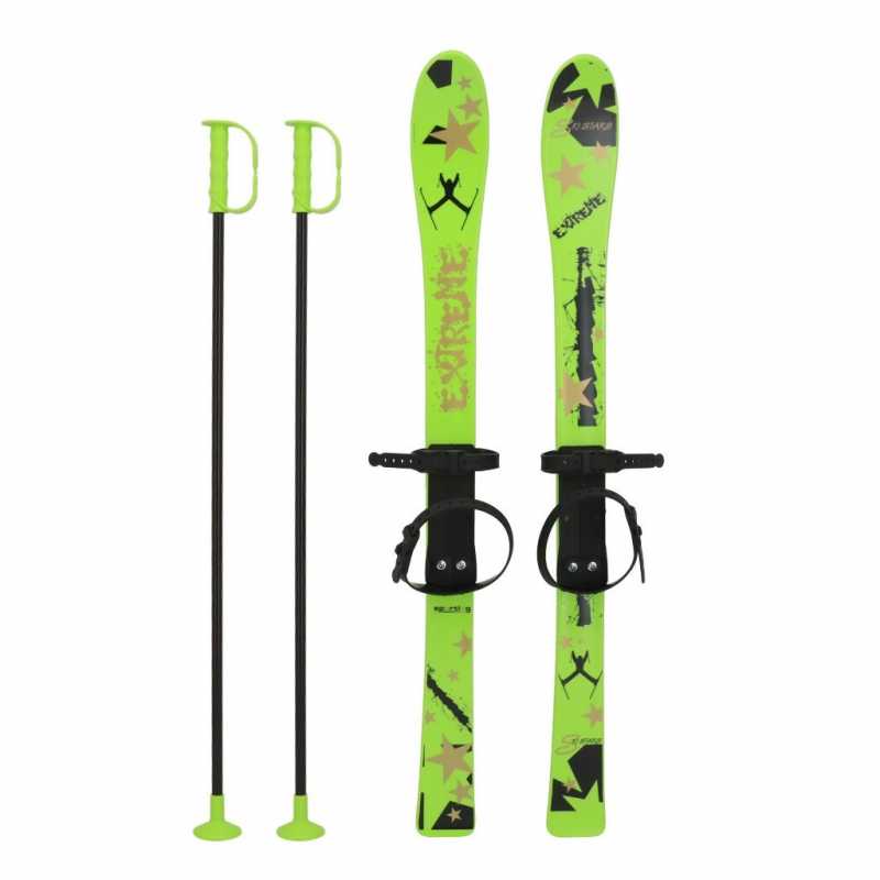 Detské lyže s viazaním a palicami Baby Mix 90 cm zelené
