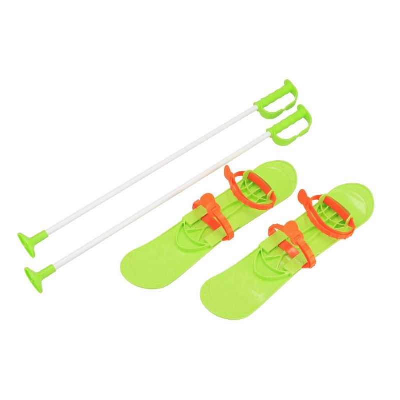 Detské lyže s viazaním a palicami Baby Mix BIG FOOT 42 cm zelené