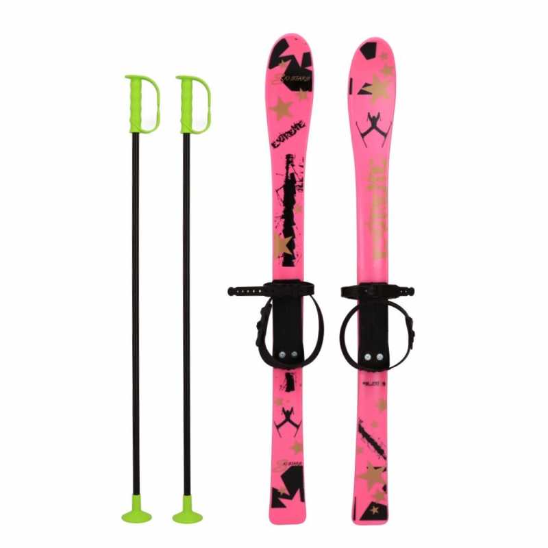 Detské lyže s viazaním a palicami Baby Mix 90 cm ružové
