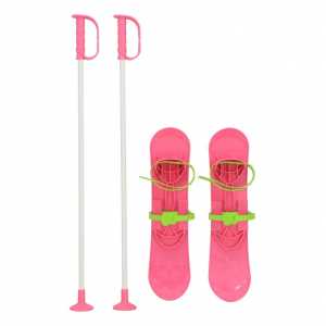 Dětské lyže s vázáním a holemi Baby Mix BIG FOOT 42 cm růžové