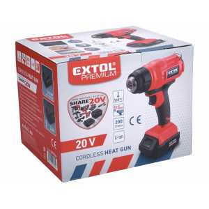 Pistole horkovzdušná aku Share20V, 1x2Ah, 550°C, EXTOL PREMIUM 8891866