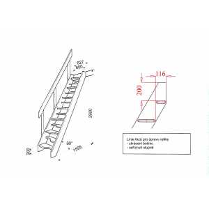 Mlynárske schody so zábradlím SOFTLINE 280x63